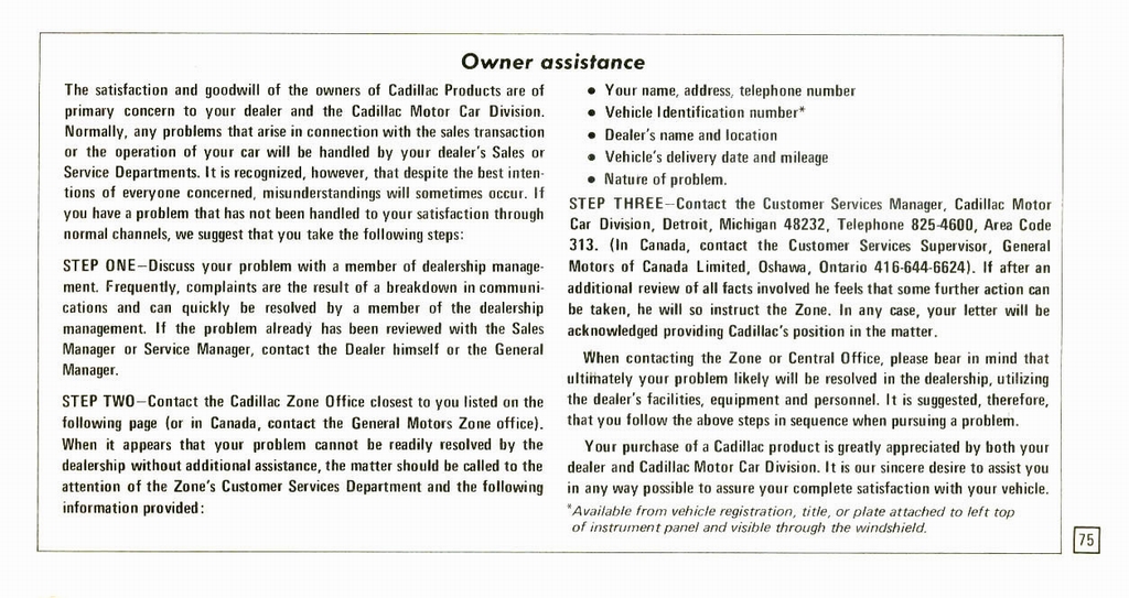 1973 Cadillac Owners Manual Page 78